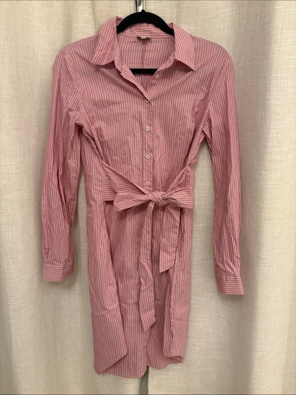 Daniel Cremieux Pink Stripe Tie-Waist Shirt Dress